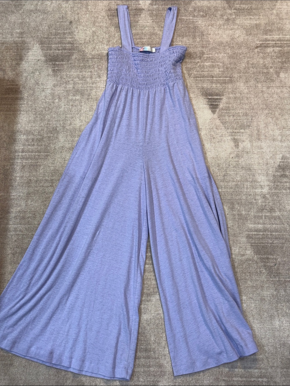Smocked Lavender Wide-Leg Jumpsuit